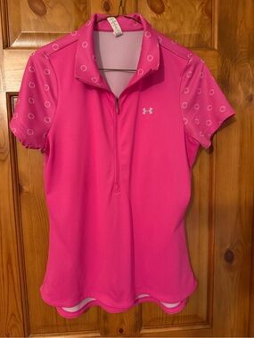 Under Armour Bright Pink Short-Sleeve Zip Athletic Polo